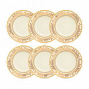 Набор из 6-ти суповых тарелок Cream Gold GP, 23 см, фарфор, бежевый, золотой, серия Constanza 9320, FALKENPORZELLAN, Германия, Наборы глубоких тарелок