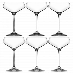 Набор из 6-ти бокалов-креманок для шампанского, 330 мл, хрустальное стекло, серия Aria, RCR, Италия, Хрустальные бокалы для шампанского