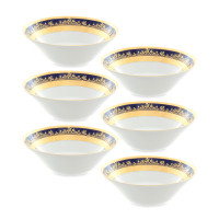 Набор из 6-ти салатников Cobalt Gold, 19 см, фарфор, белый, синий, серия Constanza 9320, FALKENPORZELLAN, Германия