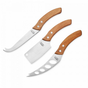 Набор из 3-х ножей для сыра, нержавеющая сталь, дерево, серия Arteza, KITCHEN CRAFT, Великобритания, Набор ножей для сыра