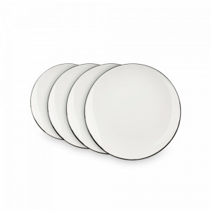 Набор из 4-х десертных тарелок «Black Line», 19.2 см, костяной фарфор, белый, черный, WAECHTERSBACH, Германия, Наборы тарелок для кухни