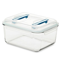 Контейнер прямоугольный стеклянный, 6 л, стекло, гоолубой, GLASSLOCK, Корея