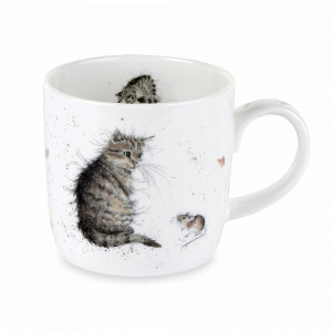 Кружка «Кот и мышь», 310 мл, костяной фарфор, белый, декор, серия Wrendale Designs, ROYAL WORCESTER, Великобритания, ROYAL WORCESTER (Великобритания)