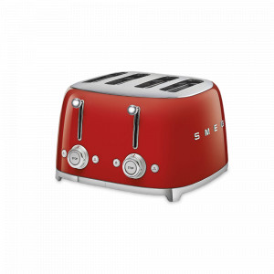 Тостер на 4 хлебца, нержавеющая сталь, пластик, 33 x 32 x 20 см, красный, SMEG, Италия, SMEG (Италия)