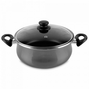 Кастрюля с крышкой, 26 см, сталь, стеклоэмаль, графитовый, серия Authentique Crystal, VITRINOR, Испания, Кастрюли с антипригарным покрытием