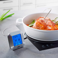 Термометр цифровой с таймером Punto, 8,5 х 8,5 см, нержавеющая сталь, пластик, стальной, GEFU, Германия_00803960034904054134.jpg