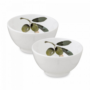 Набор из 2-х салатников, 14,5 х 8 см, керамика, белый, декор, серия Autunno, NUOVA CER, Италия, Салатники из керамики