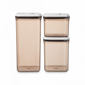 Набор из 3-х контейнеров для хранения с вакуумной крышкой, 850 мл, 1.5 л, 2.5 л, пластик, коричневый, серия Click, WO HOME, Германия, WO HOME (Германия)