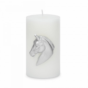 Свеча цилиндрическая «Лошадь», 10 см, парафин, блестки, серебристый, серия Horse, ANNA LAFARG, Китай, Свечи