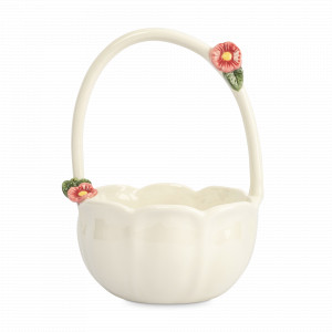 Конфетница с ручкой Цветы, 15 х 22 см, керамика, молочный, декор, серия Meadow, ANNA LAFARG, Китай, НОВИНКИ