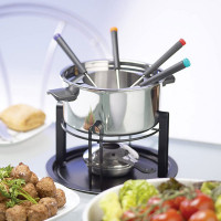 Набор для приготовления фондю, 10 предметов, нержавеющая сталь, керамика, серия MasterClass, KITCHEN CRAFT, Великобритания_00818450049580523102.jpg