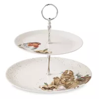 Этажерка двухъярусная «Кролик Банни», 26.7 см, костяной фарфор, металл, белый, декор, серия Wrendale Designs, ROYAL WORCESTER, Великобритания, 