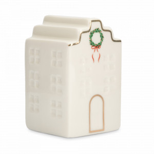 Емкость  для соли или перца «Дом с венком», 8 см, фарфор, белый, золотой, серия Townlet, ANNA LAFARG, Китай, Солонки и перечницы