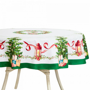 Скатерть круглая, 168 см, хлопок, белый, рисунок, серия Елочка, MIX&amp;MATCH HOME, Китай, Скидки до -25% на фарфор MIX&MATCH