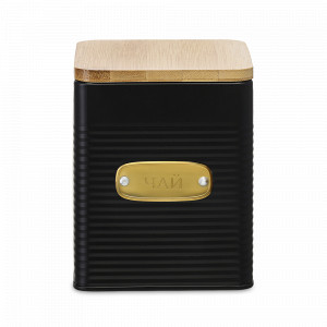 Банка квадратная для хранения чая, 1.7 л, углеродистая сталь, бамбук, графит, серия Irmel, SMART SOLUTIONS, Россия, Емкости для хранения сыпучих продуктов