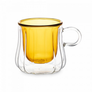 Кружка с двойными стенками, 250 мл, боросиликатное стекло, желтый, серия Cafe de Paris, DECOR DE TABLE, Россия, Кружки и стаканы термо
