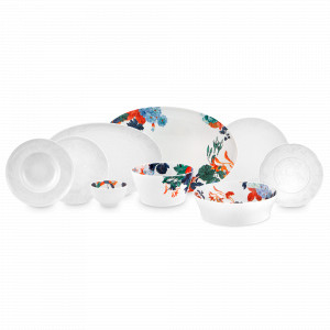 Сервиз обеденный на 12 персон, 66 предметов, фарфор, белый, декор, серия Duality, VISTA ALEGRE, Португалия, Столовые сервизы из фарфора