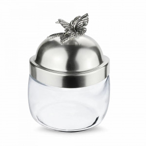 Банка под сыпучие продукты «Бабочка», 500 мл, латунь, стекло, серебристый, серия Летний сад, Кольчугинский Мельхиор, Россия, Банки для хранения чая