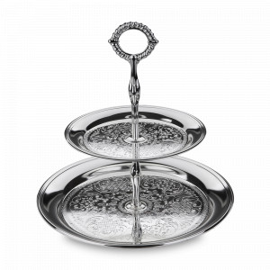 Этажерка двухъярусная, 24 см, нержавеющая сталь, серебро, QUEEN ANNE, Великобритания, QUEEN ANNE (Великобритания)