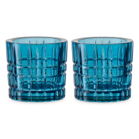 Набор из 2-х подсвечников, 6,6 х 7,1 см, хрустальное стекло, синий, серия Square, NACHTMANN, Германия