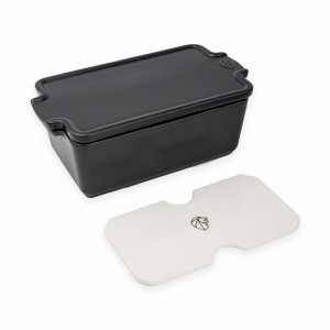 Форма для запекания прямоугольная с крышкой и прессом, 20 х 11 см, 650 мл, керамика, графитовый, серия Slate, PEUGEOT CERAMIC, Франция, Скидка до -35% на PEUGEOT CERAMIC