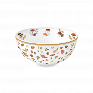 Салатник порционный Грибы и листья, 15 см, 600 мл, фарфор, белый, декор, серия Autumn Breeze, EASY LIFE (R2S), Италия, Салатники