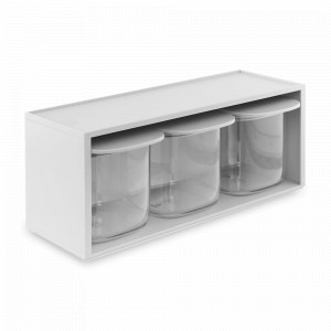 Набор ящиков для хранения, 4 предмета. 600 мл, пластик ABS, Тритан, серый, QUALY, Таиланд, QUALY (Таиланд)