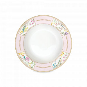 Тарелка суповая, 21.5 см, 250 мл, фарфор, белый, декор, серия Пение птиц, EASY LIFE (R2S), Италия, EASY LIFE R2S (Италия)