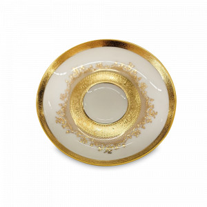 Блюдце Cream Gold, 12 см, фарфор, бежевый, золотой, серия Constanza 9320, FALKENPORZELLAN, Германия, Фарфоровые блюдца