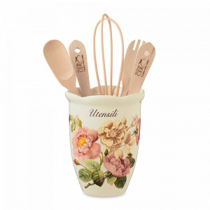 Подставка для кухонных принадлежностей, 13 х 16 см, керамика, белый, декор, серия Regale, NUOVA CER, Италия, Подставки для кухонных аксессуаров