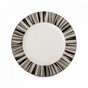 Тарелка обеденная, 27 см, костяной фарфор, белый, черный, серия Шагрин, NARUMI, Япония, NARUMI (Япония)