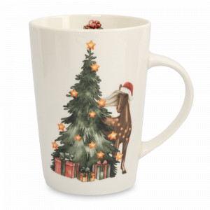 Кружка «Лошадь у елки», 420 мл, фарфор, белый, декор, серия Horse, ANNA LAFARG, Китай, Кружки