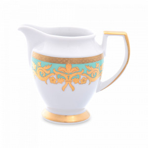 Молочник Seladon Gold, 250 мл, фарфор, оливковый, золотой, серия Constanza Natalia, FALKENPORZELLAN, Германия, Молочники