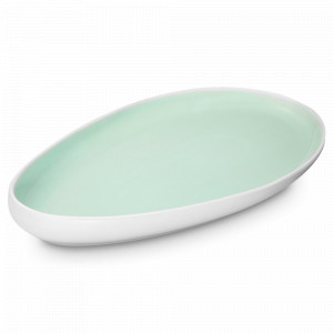 Блюдо овальное Acquamarina, 32.5 х 18 см, фарфор, белый, мятный, серия Ninfa, LE COQ, Италия, Блюда сервировочные, менажницы