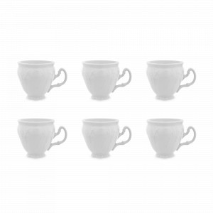 Набор из 6-ти кофейных чашек, 90 мл, фарфор, белый, серия Недекорированный, BERNADOTTE, Чехия, Кофейные пары