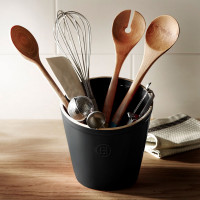 Стакан для кухонных аксессуаров, 14 см, керамика, черный трюфель, серия Natural Chic, EMILE HENRY, Франция_00820220043414206889.jpg