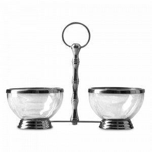 Менажница на 2 секции Chrom/Clear, 27 см, стекло, металл, ROOMERS TABLEWARE, Нидерланды, Менажницы