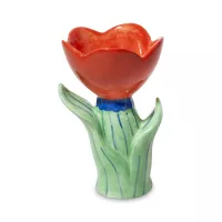 Ваза - цветок, 14 см, керамика, зеленый, красный, серия Bloom, DOIY, Испания, 