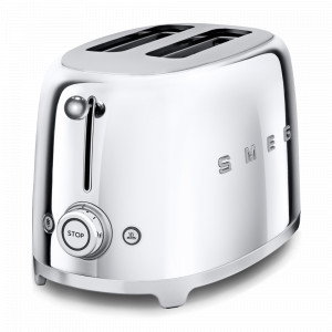 Тостер на 2 хлебца, нержавеющая сталь, пластик, 19,8 x 3,1 x 19,5 см, хром, SMEG, Италия, SMEG (Италия)