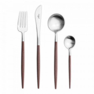 Набор столовых приборов на 12 персон, 130 предметов, с коричневыми ручками, серия Goa, CUTIPOL, Португалия, Подарочные столовые приборы