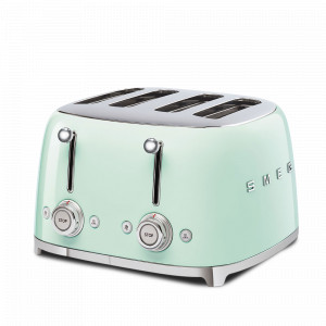 Тостер на 4 хлебца, нержавеющая сталь, пластик, 33 x 32 x 20 см, зеленый, SMEG, Италия, SMEG (Италия)