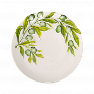 Тарелка обеденная, 30 см, керамика, белый, зеленый, серия Оливки, EDELWEISS, Италия, EDELWEISS (Италия)