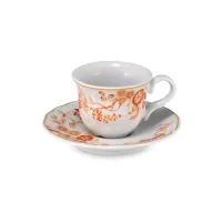 Пара кофейная Bianco e arancione, 100 мл, фарфор, белый, оранжевый, серия Florentius, LE COQ, Италия, 