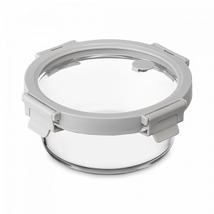 Контейнер для запекания и хранения круглый с крышкой, 650 мл, 16 см, боросиликатное стекло, силикон, светло-серый, SMART SOLUTIONS, Россия, Контейнеры для пищи