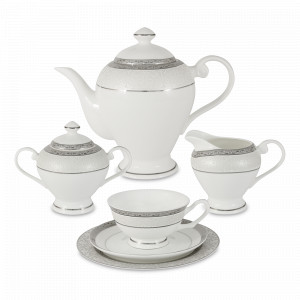 Подарочный чайный сервиз «Бостон», 21 предмет, на 6 персон, костяной фарфор, EMILY, Китай, Столовые сервизы из Китая