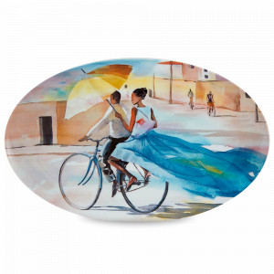 Тарелка декоративная овальная Noiva Pedalando, 39 х 24 см, фарфор, декор, серия Ilustradores Internacionais, VISTA ALEGRE, Португалия, Тарелки декоративные премиум
