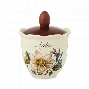 Банка для хранения чеснока, 300 мл, керамика, дерево, декор, серия Petali Di Primavera, NUOVA CER, Италия, NUOVA CER (Италия)