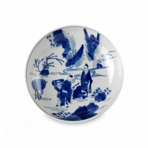 Тарелка настенная, 21 см, фарфор, белый, синий, ROOMERS FURNITURE, Нидерланды, Тарелки декоративные премиум