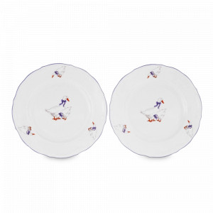 Набор из 2-х десертных тарелок, 19 см, фарфор, белый, декор, серия Гуси, REPAST, Чехия, Гуси REPAST