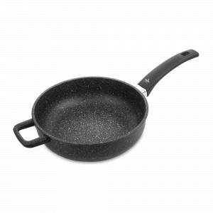 Сковорода глубокая с антипригарным покрытием, 24 см, фиксированная ручка, литой алюминий, серия Hard Cook Fix, OLYMPIA, Италия, OLYMPIA (Италия)